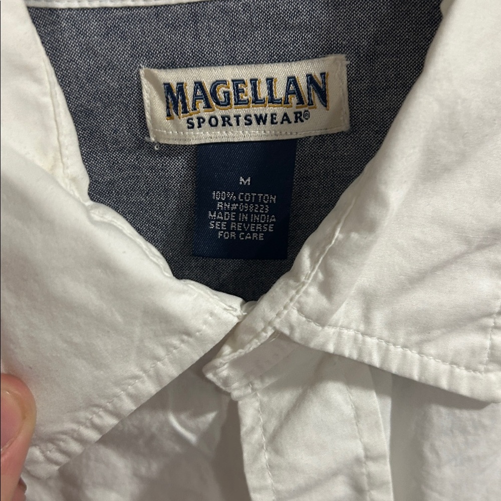 Magellan Outdoors Men's Cream Button Down Shirt - Picture 2 of 3